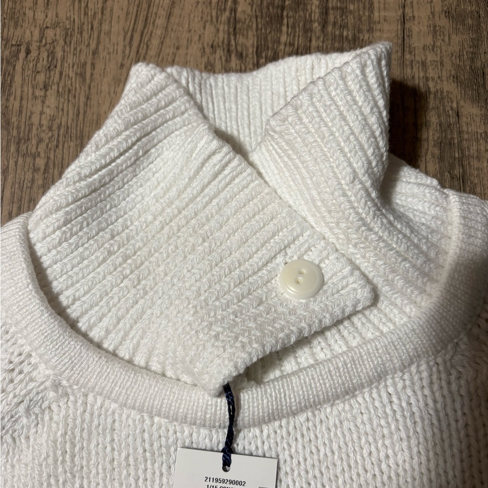 Polo Ralph Laure Layered-Collar Cotton Sweater | color: white | size L - Picture 8 of 10